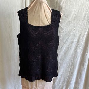 Addition Elle Black & Purple Sleeveless Top Cami Tank Top Square Neckline 2X